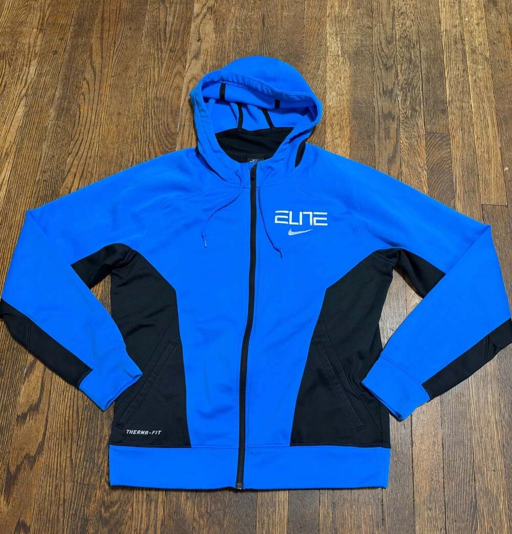 Nike Elite Therma-Fit Full Zip Hoodie Size M Blue Black Sweatshirt